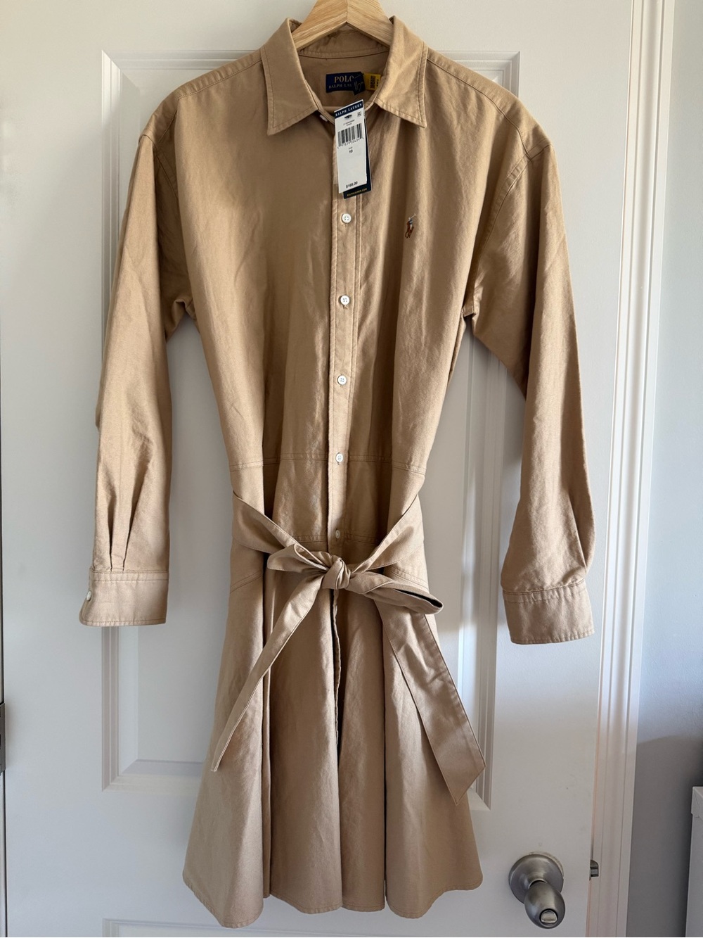 Polo Ralph Lauren Cotton Oxford Shirtdress size US 10 Khaki NWT